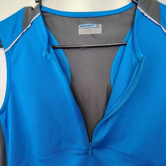 Novara Cycling Jersey Mens Medium Blue Gray Sleeveless Rear Pockets 1/2 Zip - Picture 3 of 10